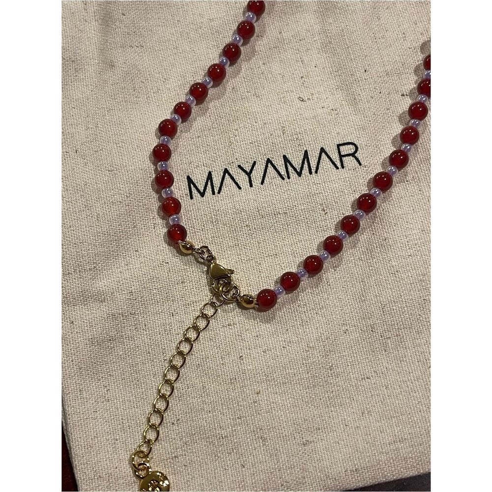 Mayamar Green Fish Pendant Necklace with Red & Purple Beads - Picture 5 of 11